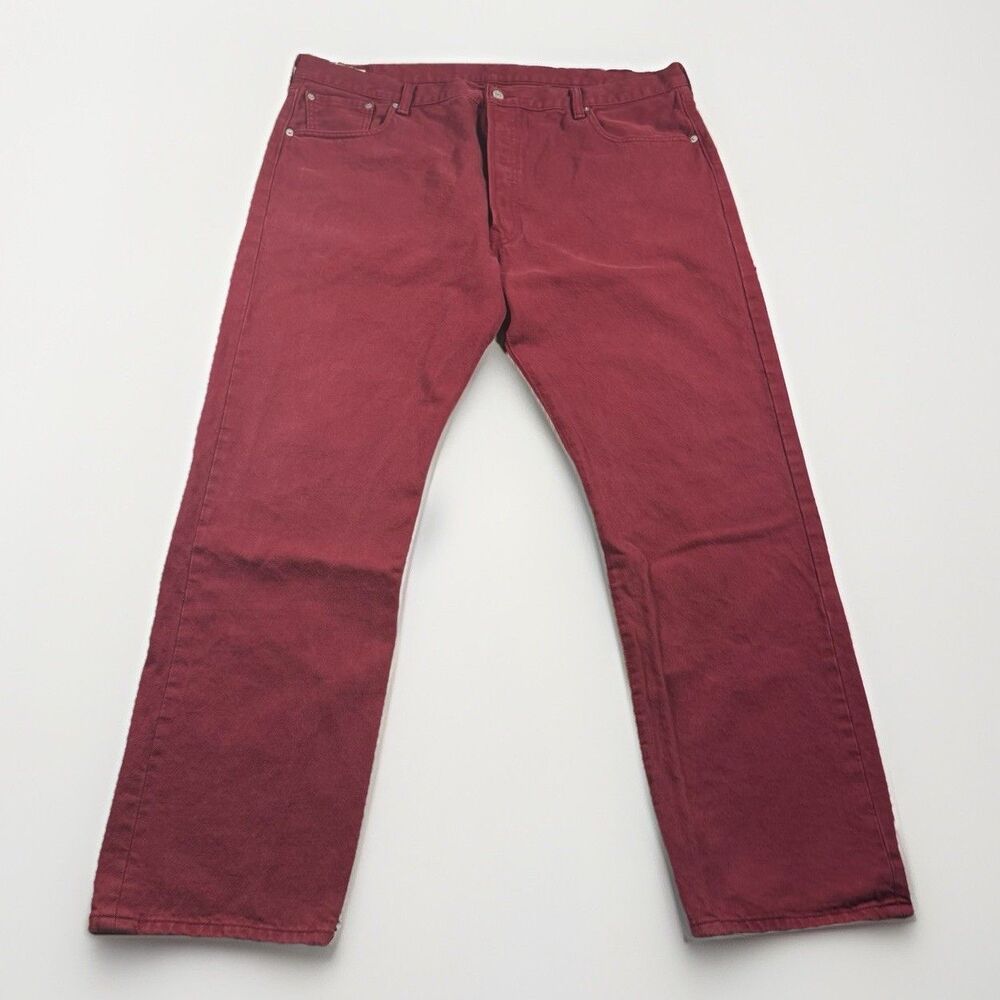 Levi’s 501 Original Fit Jeans Men’s 42x32 Burgandy Red Button Fly Streetwear